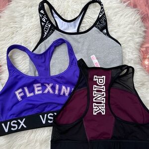 Victoria's Secret Sports Bra Trio - Gray, Purple, Burgundy